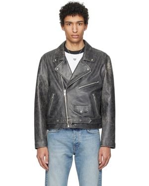 sunflower Cracked Leather Jacket - Black