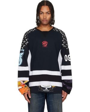 Marine Serre Regenerated Graphic Jersey Ls Hockey T-Shirt - Black