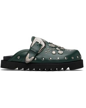 Toga Virilis Flâneurs De Style Sabot À Enfiler Verts À Œillets En Métal Exclusifs À Ssense - Noir