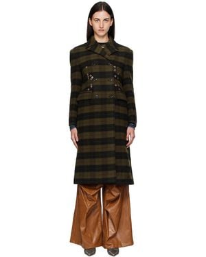 ANDERSSON BELL Khaki Lacie Check Buttons Coat - Black