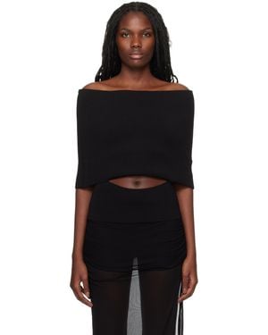Christopher Esber Slashed Knit Shawl Top - Black