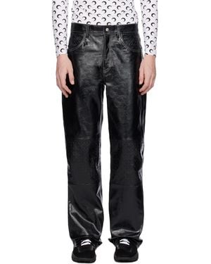 Marine Serre Black Embossed Leather Trousers