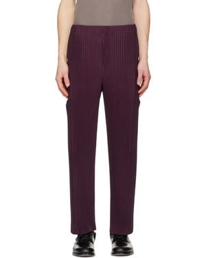 Homme Plissé Issey Miyake Burgundy Quarry Trousers - Purple