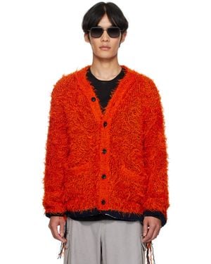 Sacai Furry Knit Cardigan - Red