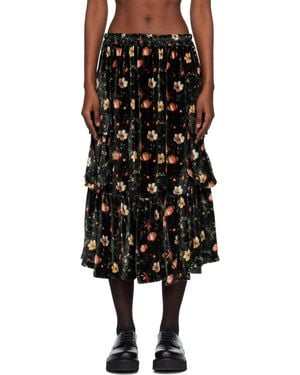 R13 Gathered Cargo Midi Skirt - Black