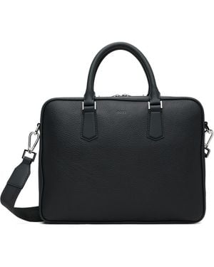 BOSS Italian-Leather Document Briefcase - Black