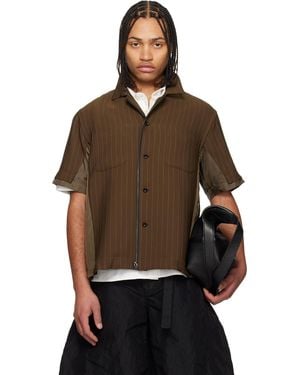 Sacai Matelasse Twill Shirt - Brown