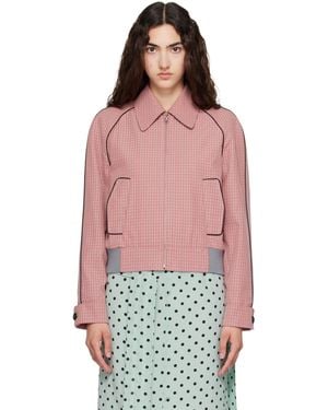 Marni Plaid Crop Bomber Jacket - Red