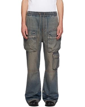 Amiri Drawstring Baggy Denim Cargo Pants - Gray