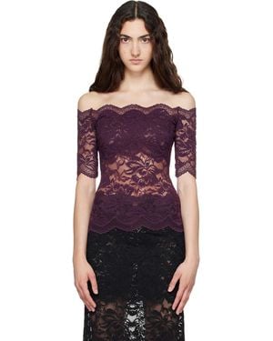 Rabanne Short-sleeve Laye Lace Top - Purple