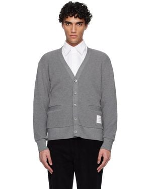 Thom Browne V Neck Cardigan - Grey