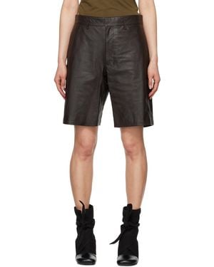 Lemaire Lined Leather Shorts - Black