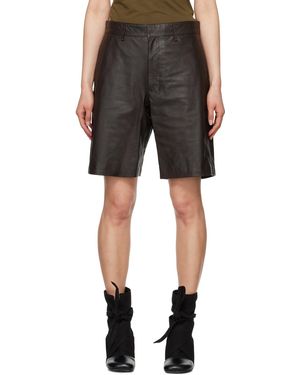 Lemaire ブラウン ライニング レザーショートパンツ - ブラック