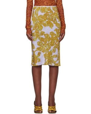 Dries Van Noten Silk Chiffon Midi Skirt - Yellow