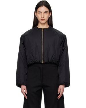 Alaïa Nylon Pleated Bomber Jacket - Black