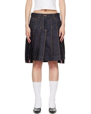 Thom Browne Pleated Denim Miniskirt - Black