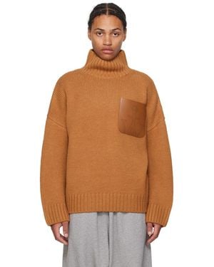 JW Anderson Tan Leather Patch Pocket Turtleneck - Orange