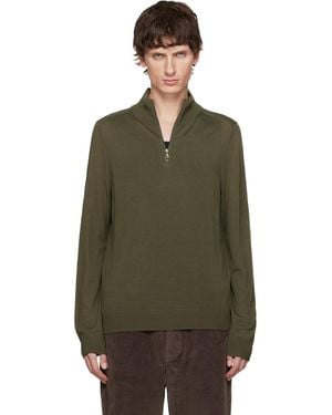 Paul Smith Khaki Merino Wool Half-Zip Jumper - Green