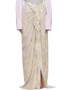 Dries Van Noten Silk Maxi Skirt - Natural