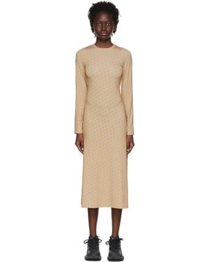 ROKH Robe midi brune en polyester - Noir