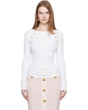 Balmain Knit Buttons Jumper - White