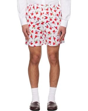 Moschino Print Lightweight Cotton Poplin Shorts - Red