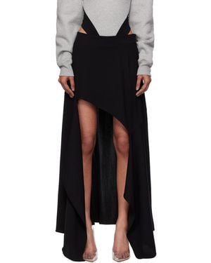 Mugler Asymmetrical Cascading Maxi Skirt - Black