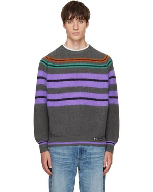 Lanvin Pull Gris En Laine Et Cachemire À Rayures