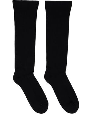 Rick Owens Rib-Knit Knee-High Stretch Cotton Socks - Black