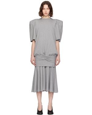 Marie Adam-Leenaerdt Robe T-Shirt Midi Grise - Noir