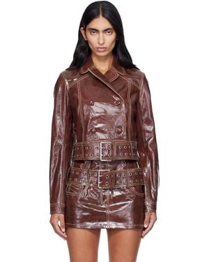 DIESEL Large Belt Patent-Leather Jacket - Brown
