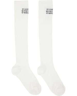 MM6 by Maison Margiela Off- Rib Knee-High Socks - White