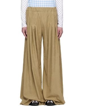 Andrej Gronau ベージュ Ultra Oversize Pleated トラウザーズ - ナチュラル