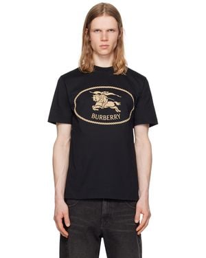 Burberry ブラック Knight Stamp コットン Tシャツ