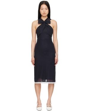 ShuShu/Tong Crossover Bow Midi Dress - Black