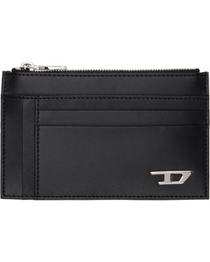 DIESEL Zip Pocket Leather Card Holder - Black