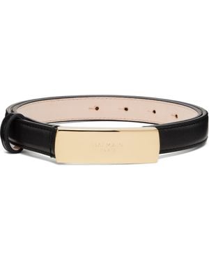Balmain Ceinture Noire En Cuir Lisse À Ferrure À Logo