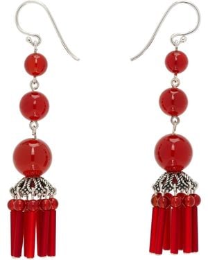 Sophie Buhai Boucles D'Oreilles Flamenco À Trois Cornalines - Rouge