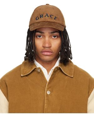 Wales Bonner Tan Grace Corduroy Cap - Brown