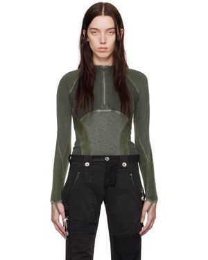 Hyein Seo Pull Kaki À Demi-Glissière Et À Manches Raglan - Noir