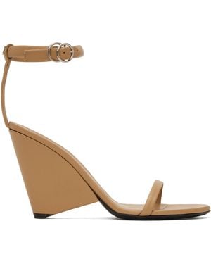 Courreges Oblique Leather Heeled Sandals - Brown
