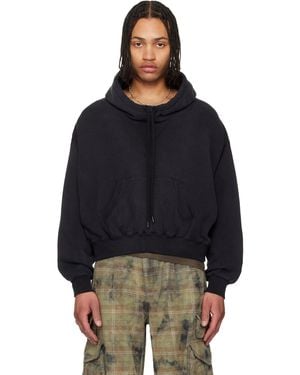 R13 Funnel Neck Cropped Popover Hoodie - Blue