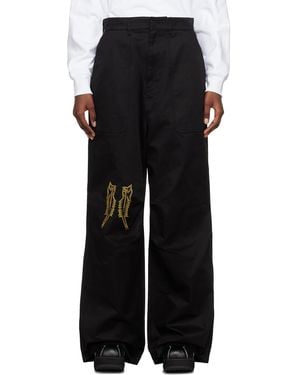we11done Black Embroidered Pants