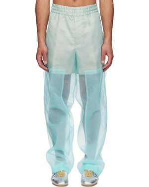 Dries Van Noten ブルー レイヤード トラウザーズ