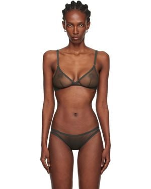 Yasmine Eslami Khaki Jeanne Soft Bra - Black