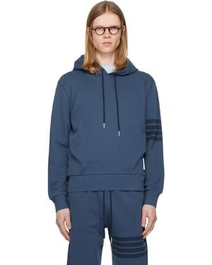 Thom Browne Solid Loopback Overdyed 4-Bar Hoodie - Blue