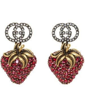 Gucci Strawberry Ring With Crystals - Red