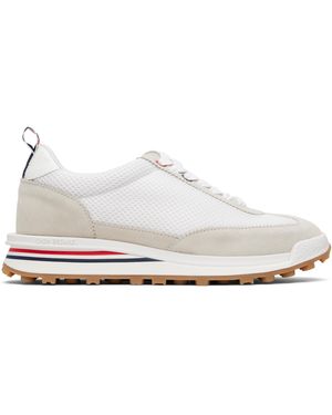 Thom Browne Baskets Tech Runner Blanc Et En Nylon - Noir