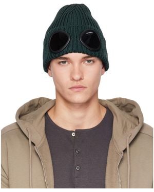 C.P. Company Extrafine Merino Wool Goggle Beanie - Blue