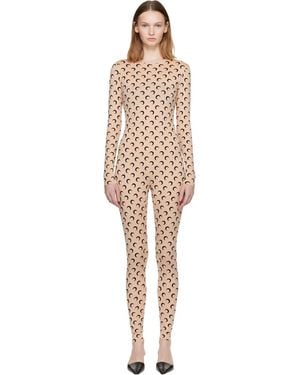 Marine Serre Tan Recycled Jersey Moon Catsuit - Black